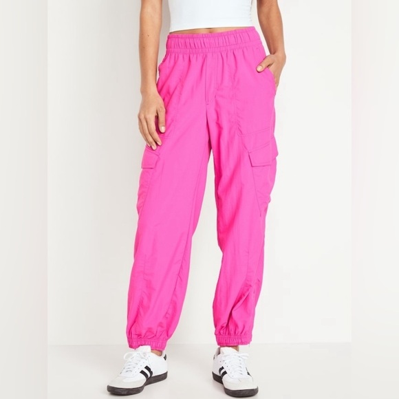 NWT! Flamingo Feather High-Waisted Ankle-Zip Cargo Jogger Pants  - XL TALL🏋️ - Picture 1 of 9
